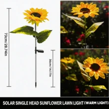 1pc/Solar Powered LED Sunflower Garden Light With Built-In High Brightness LED String, Smart Light-Sensing Automatic Glow At Night Artificial Flower Yard Light, Suitable For Party Outdoor Solar Light, All-Season Garden Decoration, Yard And Lawn Decoration, Gift For Garden Enthusiasts - Sunflower - View 7