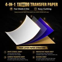 AMbition 100pcs A4 Tattoo Transfer Paper 4‑In‑1 Thermal Stencil Paper For Tattoo Machine Hand Tracing Clear Pattern Tattoo Artist Supply - View 5