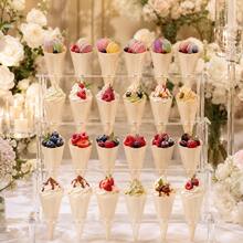 2-Tier/3-Tier/4-Tier Transparent Acrylic Ice Cream Cone Holder, Ice Cream Cone Display Rack, Suitable For Popcorn, Ice Cream Display, Birthday, Wedding And Party Multi-Purpose Decoration, Portable And Detachable - Clear - View 1