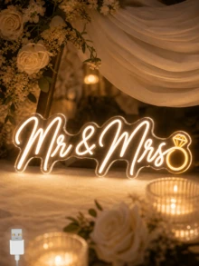 Letrero de Neón LED Personalizado "Better Together", Diseño de Anillo de Diamante, Decoración para Ceremonia de Boda - Multicolor - Ver 5
