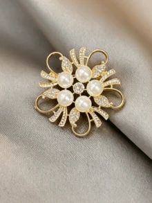 1 pieza Broche de girasol elegante y de moda con strass y perlas, accesorio de ropa versátil y elegante, alfiler de ropa exquisito - Multicolor - Ver 2