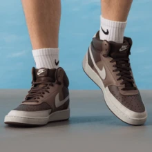 Nike Court Vision Next Nature Retro Comfort Fit Cushioning Grip Anti-Slip Lightweight Mid-Top Sneakers For Men - Brown - View 4