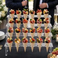 2-Tier/3-Tier/4-Tier Transparent Acrylic Ice Cream Cone Holder, Ice Cream Cone Display Rack, Suitable For Popcorn, Ice Cream Display, Birthday, Wedding And Party Multi-Purpose Decoration, Portable And Detachable - Clear - View 6