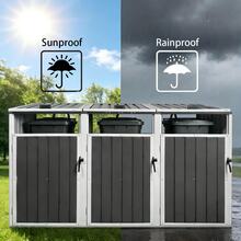 Trash can holder for 3 tonnes, suitable for 240L and smaller trash cans, metal outer trash can roof - Grau 1 - Übersicht 9