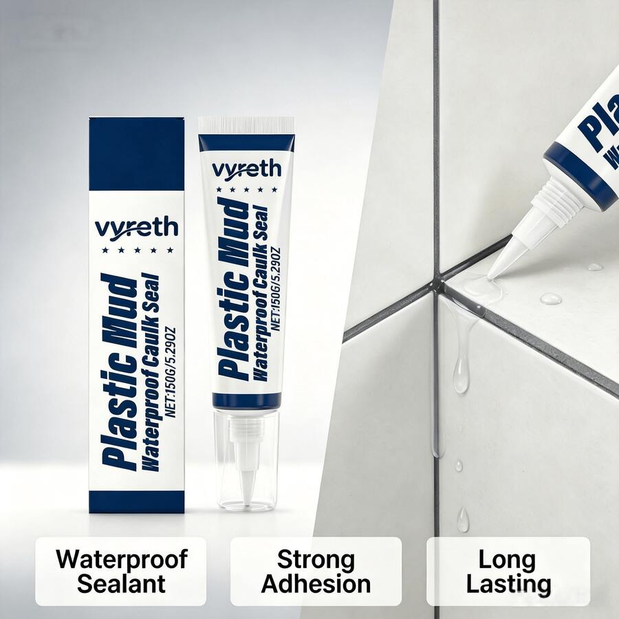 150G Plastic Mud Waterproof Caulk Seal, Transparent Flexible Sealant For Bathroom Kitchen Tile Gaps Window Sink, Water-Based Mildew Resistant Leak-Proof Sealant