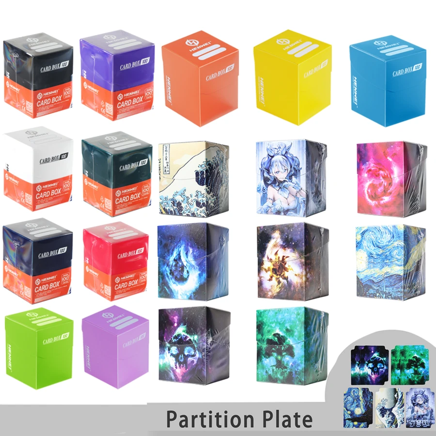 Vorinclex 20 Styles,100+ Cards Deck Box With Divider Classic Anime Color Board Games Partitioned Cards Deck Case Collection Organizer Box Cards For MTG/PKM/YGO Gathering Storage Box ,Multi Functional Storage Box