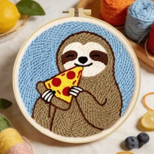 DIY Punch Needle Embroidery Kit, Includes Punch Needle, Yarn, Instructions, Embroidery Hoop And Pre-Printed Fabric, Sloth Pattern, Suitable For Home Wall Decor, Perfect Gift For Family And Friends, 20X20cm (7.87X7.87 Inches) - A - View 15