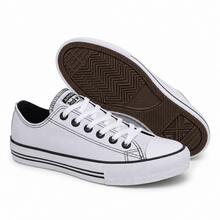 KIT 2 Tenis Cano Baixo All Rock Star de Couro Casual Original Chuck Core - Branco/Branco - Visão 4