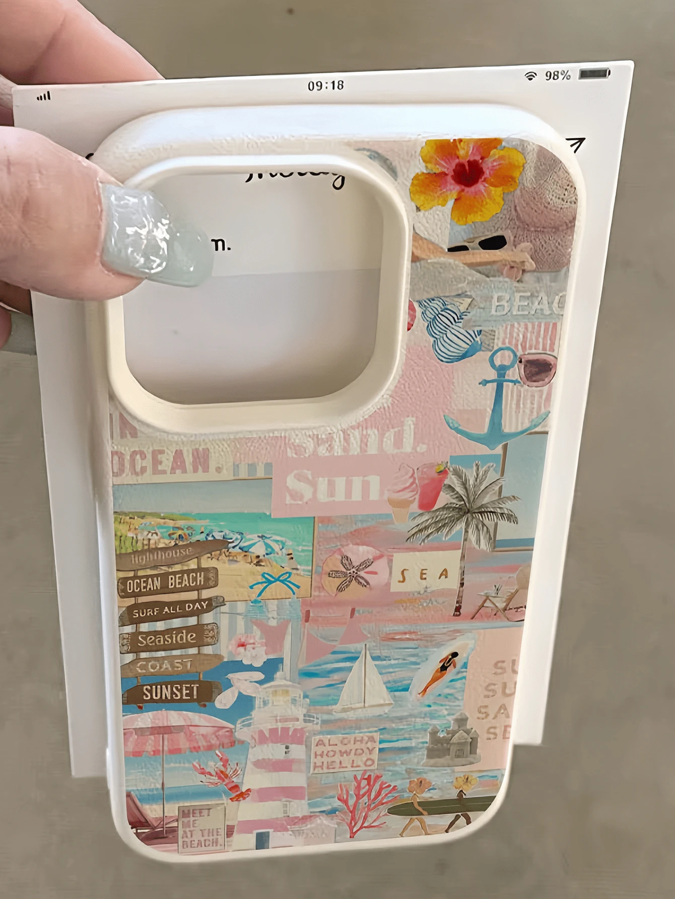 1件白色粉色海灘度假風極簡個性化TPU防震全包覆手機殼，適用於Apple 17 16 15 14 13 12 11 Pro Max Air 及系列 - 彩色 - 查看 1