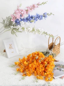 1/3pcs 34 Inch Artificial Delphinium, Realistic Fake Delphinium Flowers With Flexible Bendable Stems, Suitable For Vase, Home Decor, Wedding Centerpiece, Party, Office, Tabletop, Garden, Indoor/Outdoor Floral Arrangement Decoration, Autumn Decor - Multicolor - View 2