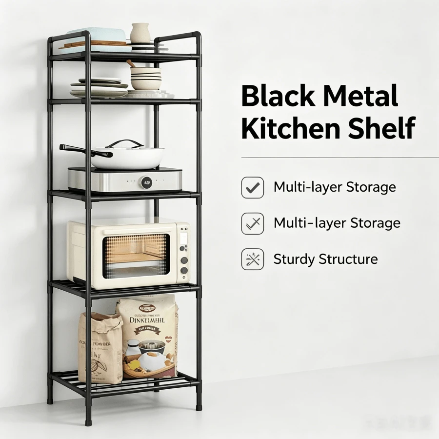 1pc Space-Saving Tall Metal Storage Rack, Bathroom Shelf, Shower Rack, Multi-Tier Floor-Standing Bathroom Storage Shelf, Bookshelf, Storage Rack, Movable, Easy To Assemble, Suitable For Bathroom, Kitchen, Office, Study, Living Room, Holiday Gift - Multicolor - View 1