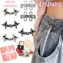 4Paare/6Paare Vier-Spitzen-Stern-Taillenschnalle ohne Nähen + Cut Out-Vierblatt-Kleeblatt-Taillenschnalle Geschenkbox-Verpackung, keine Nadel und Faden nötig, kein Lochstanzen nötig, Taillenbund einfach mit einer Klammer festziehen, wiederverwendbar, leicht zu entfernen, kompatibel mit Jeans, Freizeithosen, Cargohosen und anderen Hosenstilen - Mehrfarbig - Übersicht 13