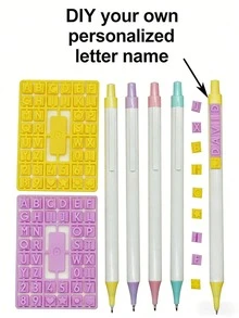 4PCS DIY Letter Building Block Gel Pen, 0.5mm Fine Point Retractable Black Ink Pen With Customizable Alphabet Blocks, Creative Block Puzzle Decorative Stationery For Journaling & Note Taking, Back To School Gift - Multicolor - View 11