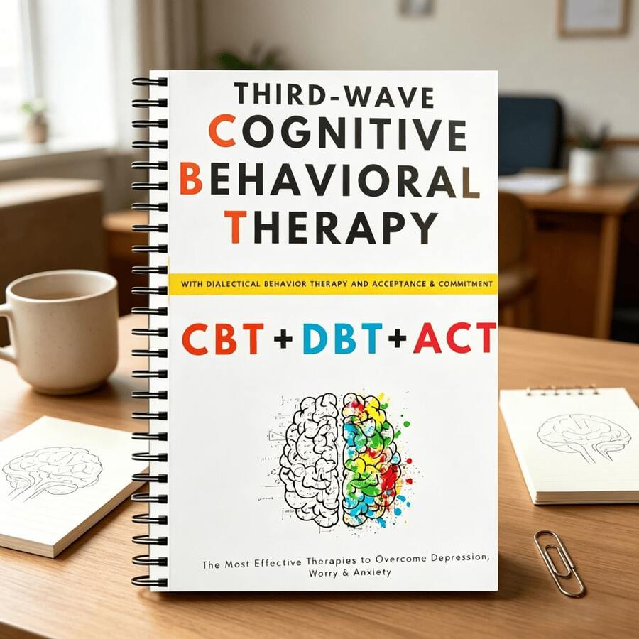 1本 第三波 CBT DBT ACT 螺旋式治療練習簿，學生與社會新鮮人適用的焦慮與考試憂鬱自我幫助日誌，開學、畢業與成人自我照護健康禮物 - A - 查看 1