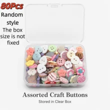 Juego de botones de colores en caja de 30/40/60/80/90/100 piezas, botones decorativos versátiles para ropa, manualidades DIY y artesanías creativas, adecuados para ropa DIY, suéteres y decoración de artesanías, estilos aleatorios - Multicolor - Ver 18