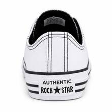 KIT 2 Tenis Cano Baixo All Rock Star de Couro Casual Original Chuck Core - Branco/Branco - Visão 3