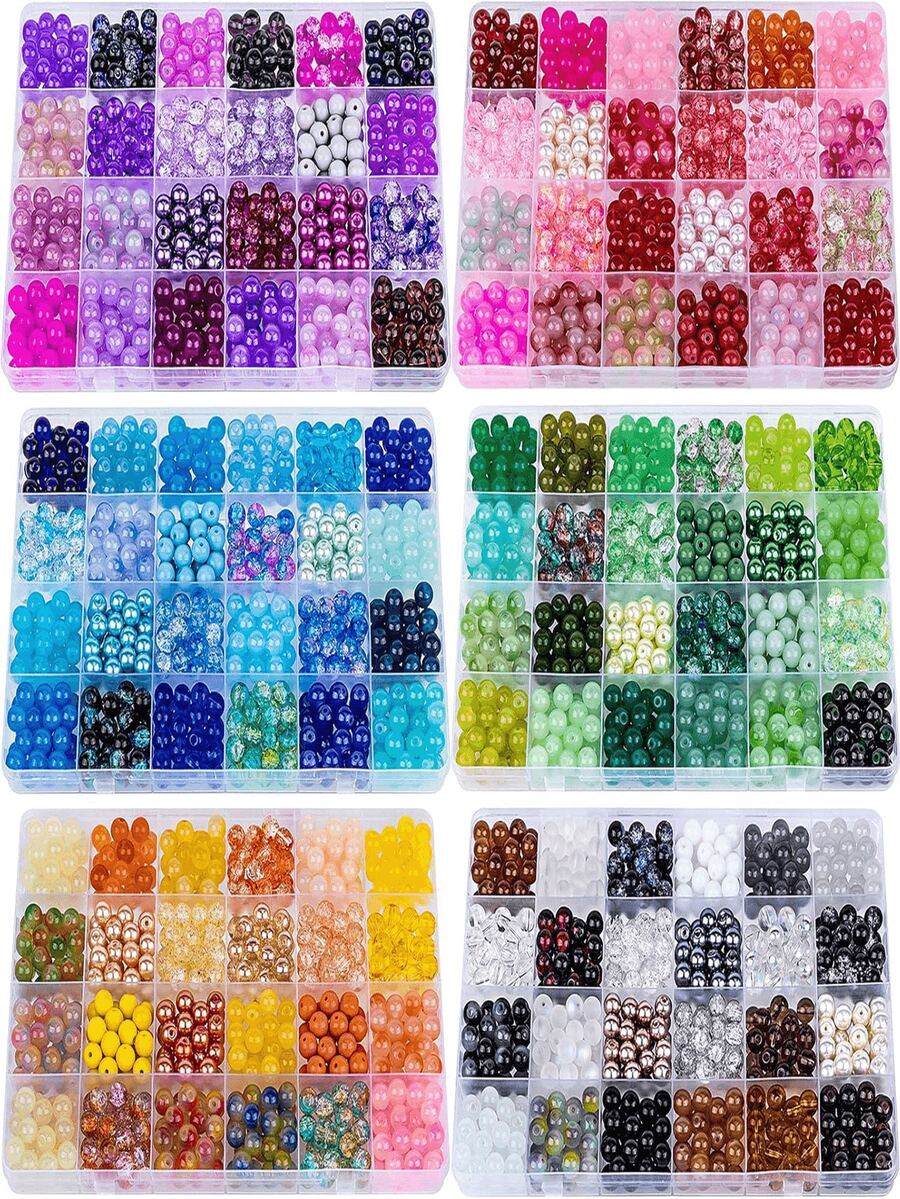 360 Peças Contas de Vidro Cristal Sonhador de 8mm 144 Cores para Pulseira, Colar, Brinco, Chaveiro, Artesanato de Joias DIY - contas de vidro - Visão 1
