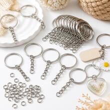 Metall Schlüsselring Set Mit Ketten Und Offenen Binderingen, Mehrfachpack In Schwarz Oder Weiß Für DIY Schlüsselanhänger, Taschenanhänger, Handy Anhänger Und Schmuck Bastelprojekte Mit Klarer Geschenk - 30 Weiß - Übersicht 1