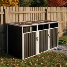 Trash can holder for 3 tonnes, suitable for 240L and smaller trash cans, metal outer trash can roof - Grau 1 - Übersicht 8