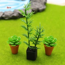 Miniature Realistic Green Plant Potted Model, Dollhouse Miniature Scene Plant Decor, Fern Decoration, Micro Landscape DIY Accessory, Pretend Play Scene Arrangement Prop - Multicolor - View 2