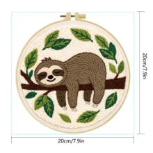 DIY Punch Needle Embroidery Kit, Includes Punch Needle, Yarn, Instructions, Embroidery Hoop And Pre-Printed Fabric, Sloth Pattern, Suitable For Home Wall Decor, Perfect Gift For Family And Friends, 20X20cm (7.87X7.87 Inches) - A - View 6