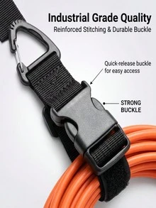 4 piezas Correas ajustables para manguera de jardín, Organizador de cables de extensión de alta resistencia, Correas de almacenamiento colgante para garaje y taller, Bridas reutilizables para gestión de cables - Resistente y duradero - Ver 6