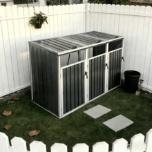 Trash can holder for 3 tonnes, suitable for 240L and smaller trash cans, metal outer trash can roof - Grau 1 - Übersicht 5