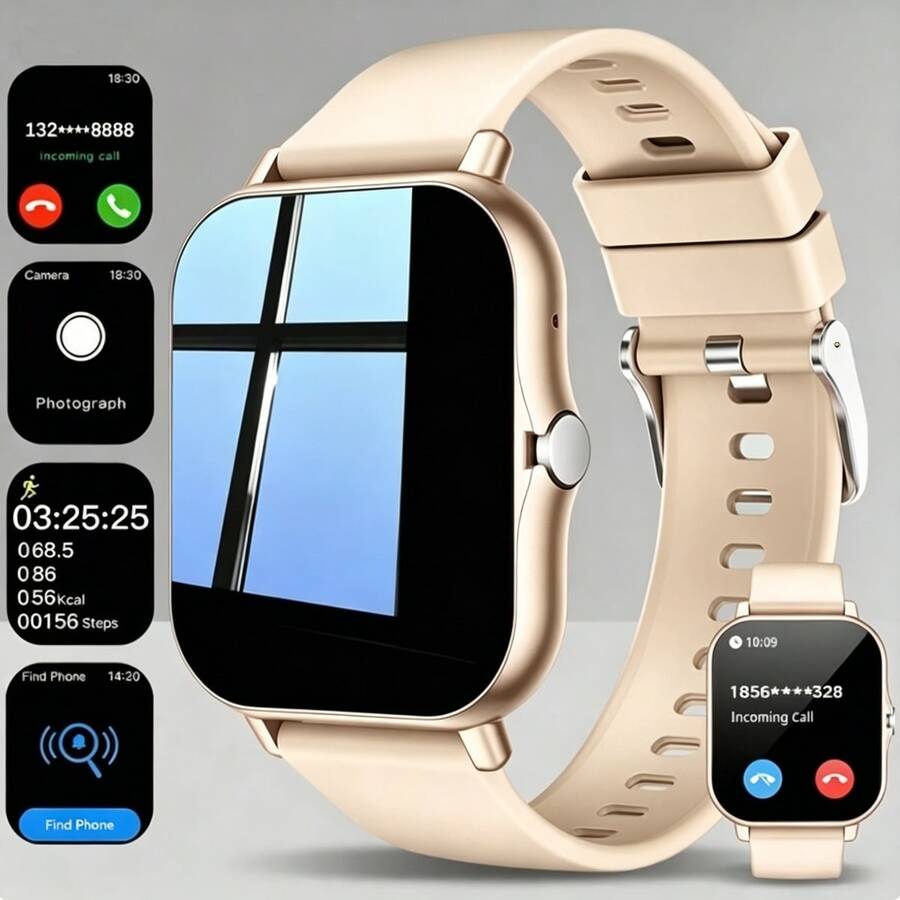 NcmRyu 1.83 吋全螢幕金屬機身智慧手錶,相容 iOS 與 Android 手機,(撥打/接聽電話),多種運動模式/海量錶盤/內建遊戲/AI 語音控制/中性運動手錶 - 查看 1