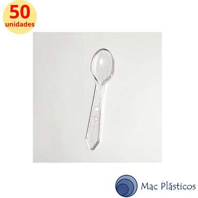 50 Unid Mini Colher Cristal ou Branca para Sobremesas - marca MacPlásticos