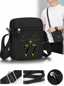 1pc/2pcs "Brooklyn 77" Personalized Number Pattern Design Printed Unisex Curved Brim Baseball Cap And Crossbody Bag, Street Fashion Outdoor Sports Baseball Cap And Bag, Adjustable, Gift For Yourself Or Friends - Multicolor - View 3
