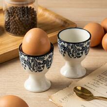 2pcs Egg Cups, Egg Holders, Blue And White Porcelain Print Style Egg Holders For Daily Meals, Suitable For Breakfast, Family Dining, Gifts, Parties And Gatherings - Blue and White French Flowers - View 14