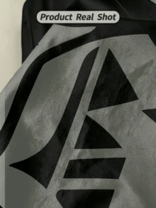 Men's Summer Casual Soft Round Neck Short Sleeve-Shirt,Gothic Letter B Print Graphic Daily Wear. - Black - View 2