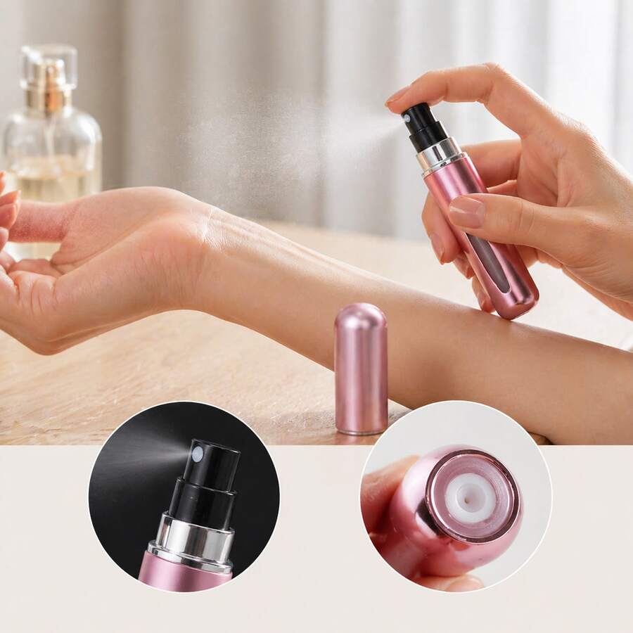 New 5ml Bottom-Refill Perfume Spray Bottle Aluminum Reusable Portable Travel Cosmetic Fragrance Dispenser - Pack Of 4 (Black, Blue, Gold, Pink) - View 1