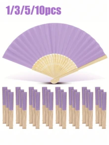 1/10/15/30/35/40 Pack Light Purple Paper Fan, Purple Bamboo Folding Fan, Handheld Fan, Paper Folding Fan, Suitable For Engagement, Graduation, Wedding Party Decoration, Bedroom Home Desktop Ornaments, DIY Decoration, Party Gifts - A - View 1