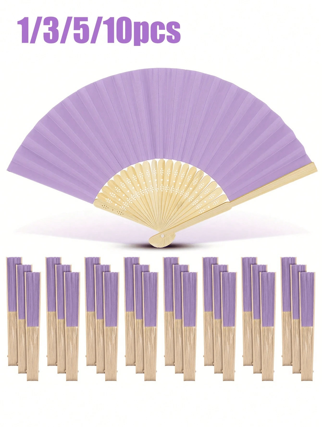 1/10/15/30/35/40 Pack Light Purple Paper Fan, Purple Bamboo Folding Fan, Handheld Fan, Paper Folding Fan, Suitable For Engagement, Graduation, Wedding Party Decoration, Bedroom Home Desktop Ornaments, DIY Decoration, Party Gifts - A - View 1
