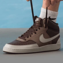 Nike Court Vision Next Nature Retro Comfort Fit Cushioning Grip Anti-Slip Lightweight Mid-Top Sneakers For Men - Brown - View 3