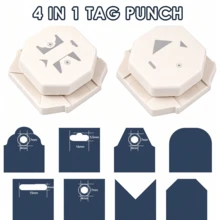 4-In-1 Paper Punch, Suitable For Paper Arts; 4 Shape Label Corner Punch, Applicable For DIY Card Making And Scrapbooking - Label Punch - View 2