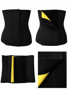 1pc Women's Shaping Waist Support With Hook And Loop, Contrast Color, Comfortable Ring Compression, Non-Constricting, Suitable For Fitness Equipment Training, Indoor Fitness Sports - Black - View 4