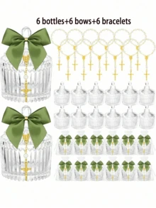6 Sets Crystal Candy Bowl Baptism Gifts With 6 Cross Rose Baptism Decorations, Wedding Baby Shower First Communion Party Supplies (White) - Multicolor - View 14
