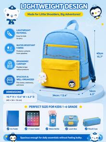 Ultra-Lightweight Ergonomic Student Backpack, Weight-Reducing Shoulder Bag For Boys And Girls Grades 1-6, Weight-Distribution Back Support System, Ergonomic 3D Back Cushion Design, Breathable Comfortable Shoulder Straps, Adjustable Safety Chest Buckle, High-Visibility Reflective Strips For Night, Water-Resistant Durable Fabric, Multi-Compartment Scientific Storage Structure, Fits A4 Textbooks, Folders, Water Bottles, Lunch Boxes And School Supplies - Multicolor - View 2