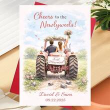 1pc Wedding Card Suitable For Friends - Tractor Couple Photo Greeting Card With Envelope, Farm-Themed New Marriage Congratulations For Rural Wedding Gifts, Paper For Newlyweds - Multicolor - View 6