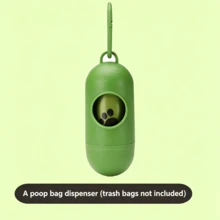 便攜式膠囊狗便便袋分配器附登山扣，防漏寵物排泄物袋收納盒，旅行散步必備車用必需品，實用日常狗狗用品，車載與戶外使用的小巧狗便便袋收納架 - 綠色 - 查看 7