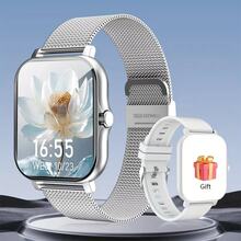 NcmRyu 1.83 Inch Full Screen Smart Watch With Steel Band + Silicone Dual Strap Combination, Compatible With IOS And Android Phones, (Answer/Make Calls), Features Multiple Sports Modes/Massive Watch Faces/Built-In Games/AI Voice Control/Unisex Sports Watch - View 12