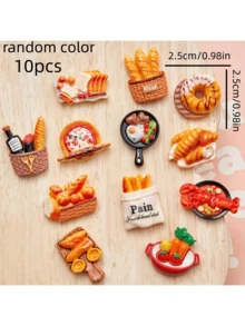 2/5/7/10pcs Creative Food Shaped Refrigerator Magnets - Realistic 3D Resin Kitchen Decor, Assorted Designs: Pizza, Donuts - Oval ABS Resin Magnets Suitable For Refrigerator, Food Themed Decorative Design, Textured Surface & Fine Craftsmanship - Multicolor - View 9