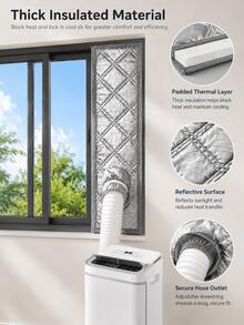 1pc Thickened Insulated Portable AC Window Seal Kit, Silver Reflective Padded Exhaust Hose Seal Panel For Sliding Windows - Aluminum Foil Plus Cotton - View 4