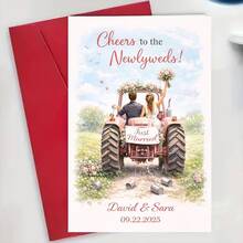 1pc Wedding Card Suitable For Friends - Tractor Couple Photo Greeting Card With Envelope, Farm-Themed New Marriage Congratulations For Rural Wedding Gifts, Paper For Newlyweds - Multicolor - View 4