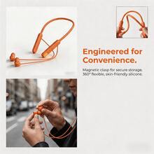 Orange Neckband Wireless Earbuds  High-Performance Neckband Earphones, 3D Panoramic Audio, AI Dual Connection, 48H Battery Life, Low-Latency Gaming, IPX4 Water/Sweat Resistant, Lightweight Neckband, Suitable For Travel Gym & Gaming - Orange - View 12