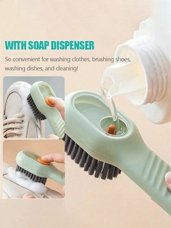 1 Bàn chải chà đa năng tích hợp bình đựng xà phòng, dụng cụ và phụ kiện vệ sinh nhà cửa, làm sạch sâu sàn nhà và phòng tắm bằng tay mà không cần điện, tay cầm tiện dụng, chất tẩy rửa đa năng cho thảm, gạch và các khe hở, dễ dàng đổ đầy, làm sạch sâu hiệu quả cao.