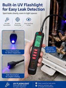 ZL77A GL77A Halogen Refrigerant Leak Detector, High Sensitivity Freon Detector, Suitable For HVAC, Automotive Air Conditioning And Cold Storage, 0-1000PPM Range, 3s Fast Detection, Compatible With R134a R410a R22 R1234FY - 彩色 - 查看 2