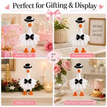 7 Inch Desktop Goose Dress-Up Set - Cute Spring/Summer Mini Desktop/Car Goose Outfit With Dress, Hat, Necklace - Mini Porch Goose Clothes Accessories For Home Office Decor (Goose Statue Not Included) - A - View 8